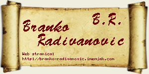 Branko Radivanović vizit kartica